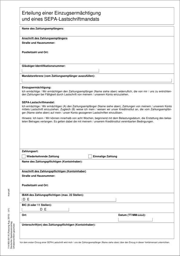 SEPA Lastschriftmandat